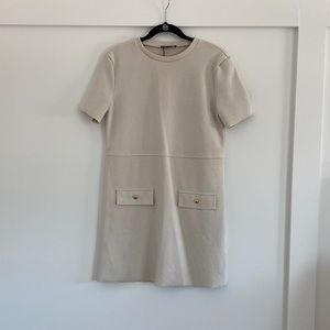 ZARA beige short sleeve shift dress